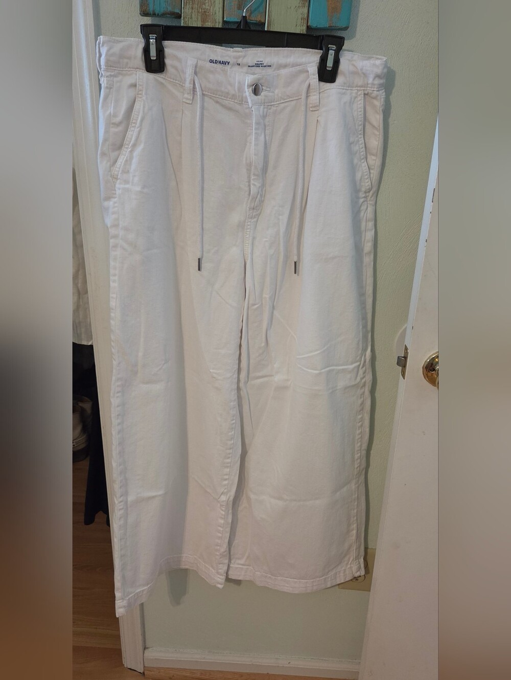 White Old Navy Women's Wide Leg Drawstring Casual Pants
